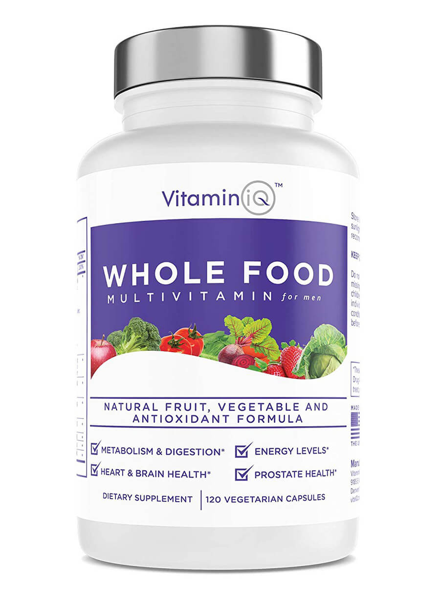 VitaminIQ - Whole Food Multivitamin for Men, 120 Vegetarian Capsules, Men’s Multi Vitamin and Mineral Supplement, Antioxidant Rich, Calcium, Magnesium