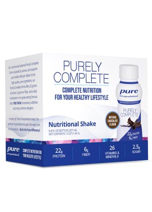 On-the-go Chocolate Protein Shake fiber, and daily multivitamin Convenient & Balanced Pure Encapsulations